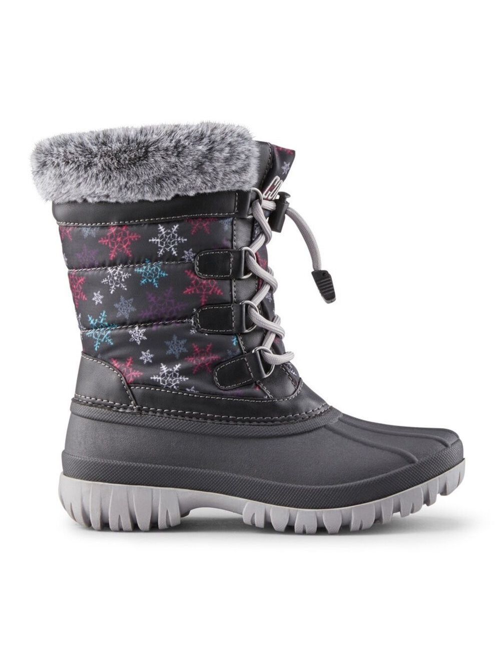 Cougar Kids Snow Boots - Black with Snowflake Design